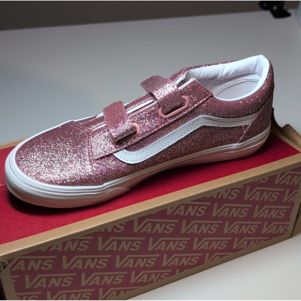 Vans Old Skool V Glitter Rose Gold Kids Sneakers - US 6 - VN000D48FSL
